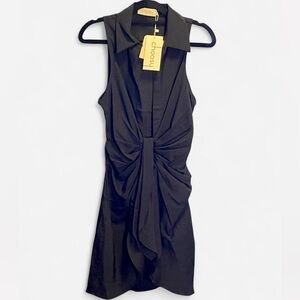 Black Twist-Front Mini Dress